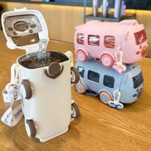 3-in-1 Cartoon Bus Shaped Kids Water Bottle – Cute & Portable