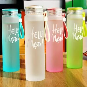 Hello Master Frosted Glass Water Bottle – Stylish & Eco-Friendly | 500ml450
