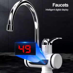 Instant Electric Water Heater Tap – 360° Hot and Cold Faucet – Shockproof and Digital Display