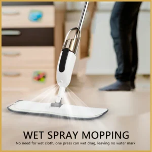 Water Spray Mop for Floor Cleaning – 360° Rotating Flat Mop with Refillable Bottle
