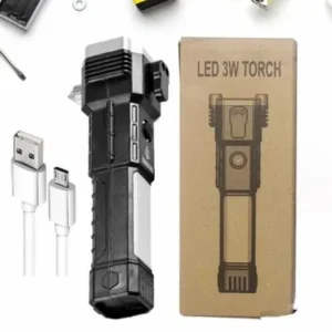 Plastic LED 3W Torch Light Rechargeable Torch Flashlight, Cool White